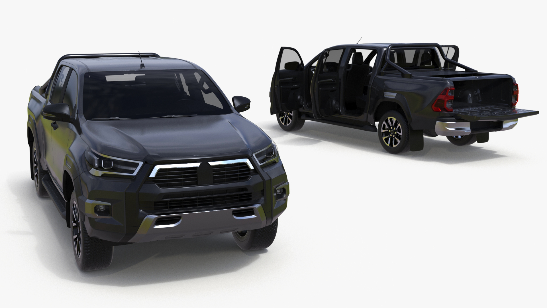 Pickup Truck Simplified Black 3D model