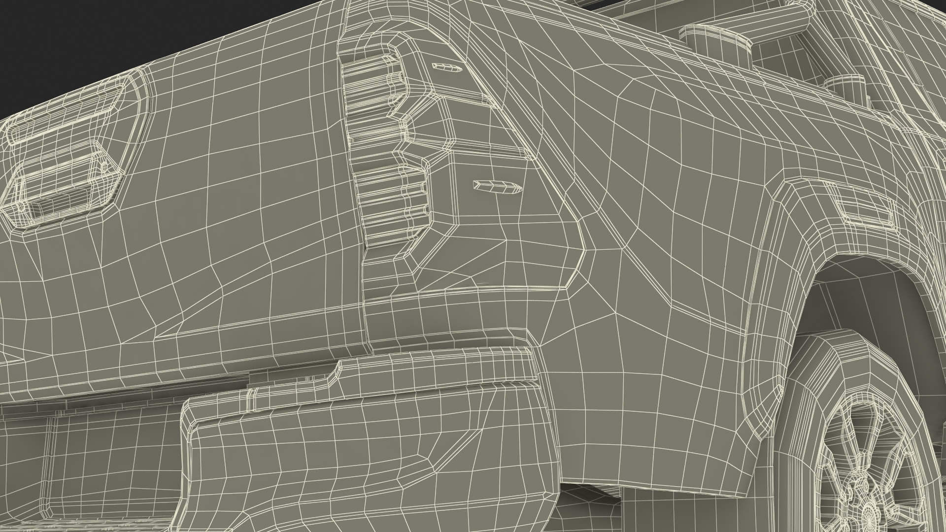 Pickup Truck Simplified Black 3D model