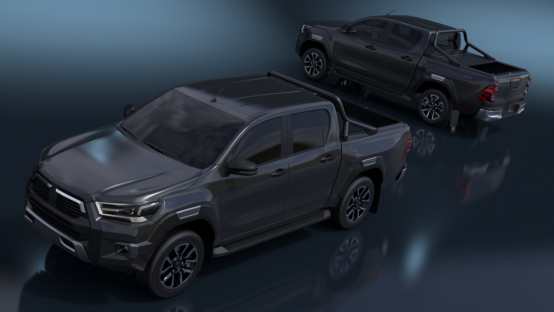 Pickup Truck Simplified Black 3D model