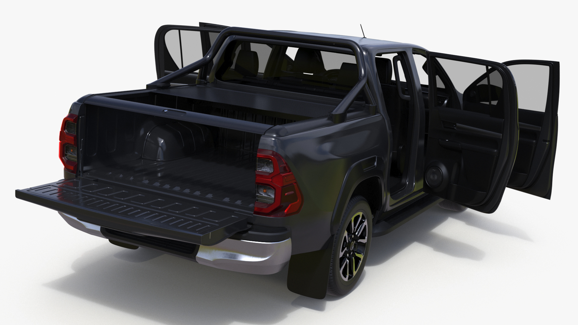 Pickup Truck Simplified Black 3D model
