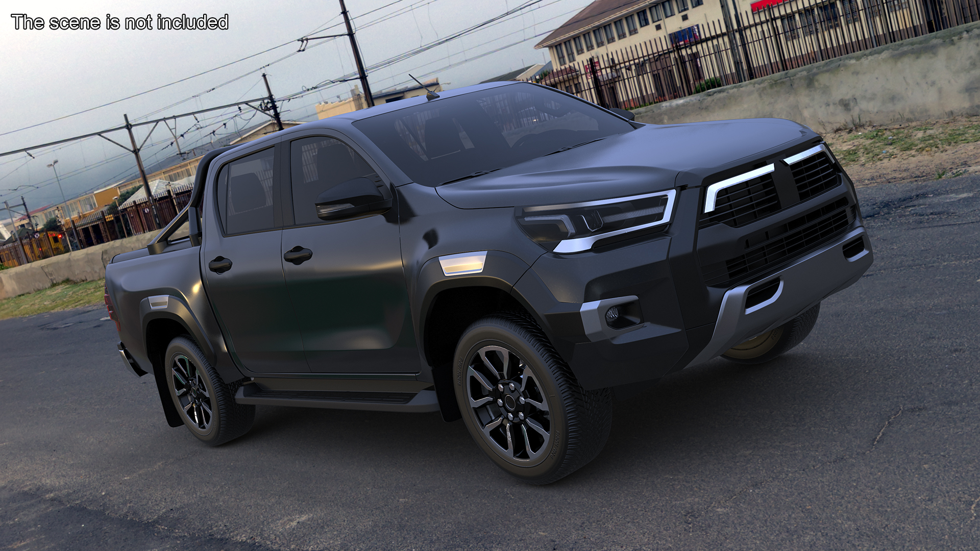 Pickup Truck Simplified Black 3D model