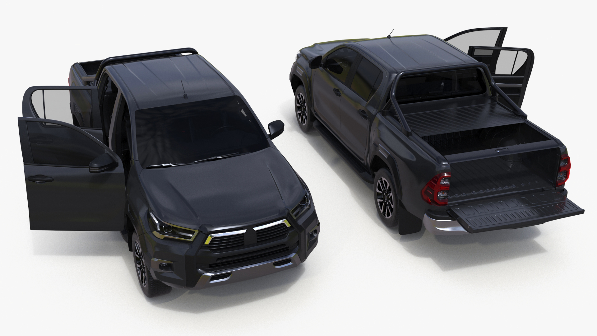 Pickup Truck Simplified Black 3D model