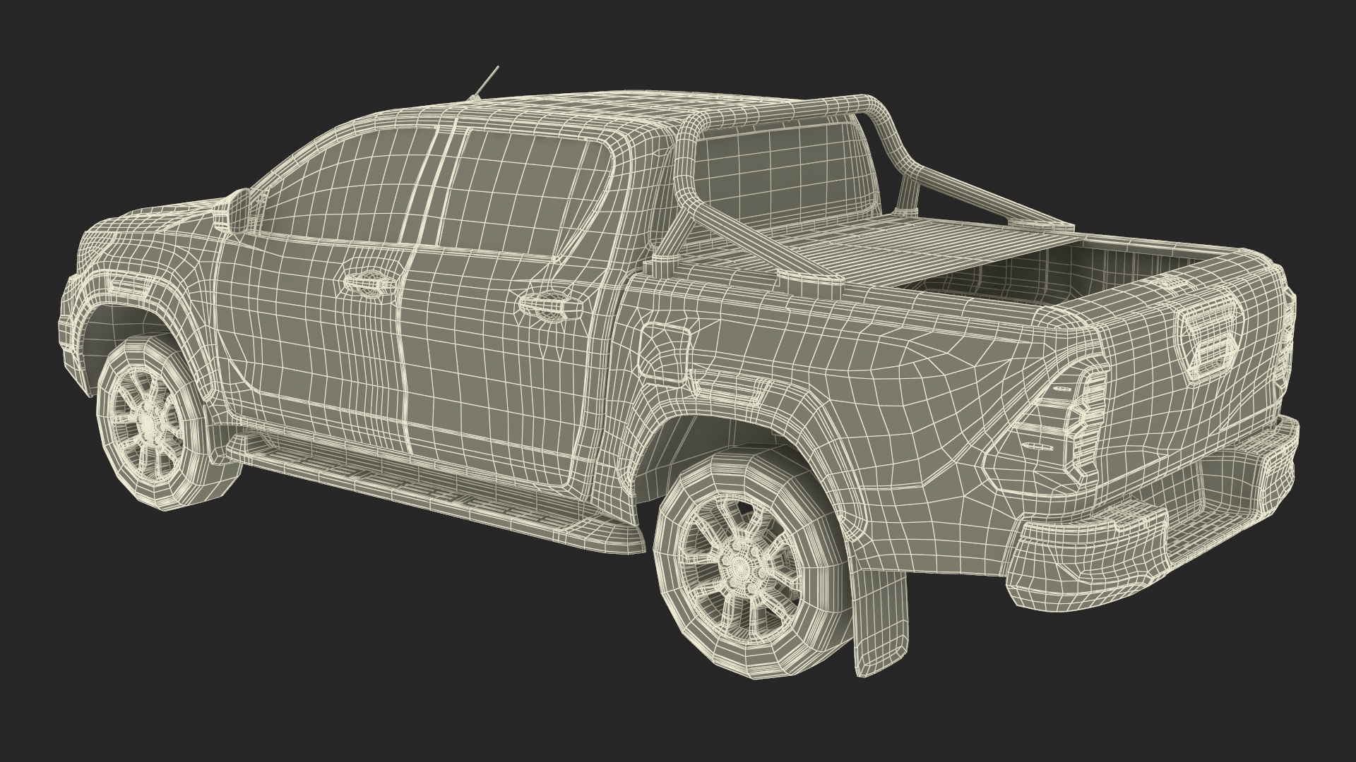 Pickup Truck Simplified Black 3D model
