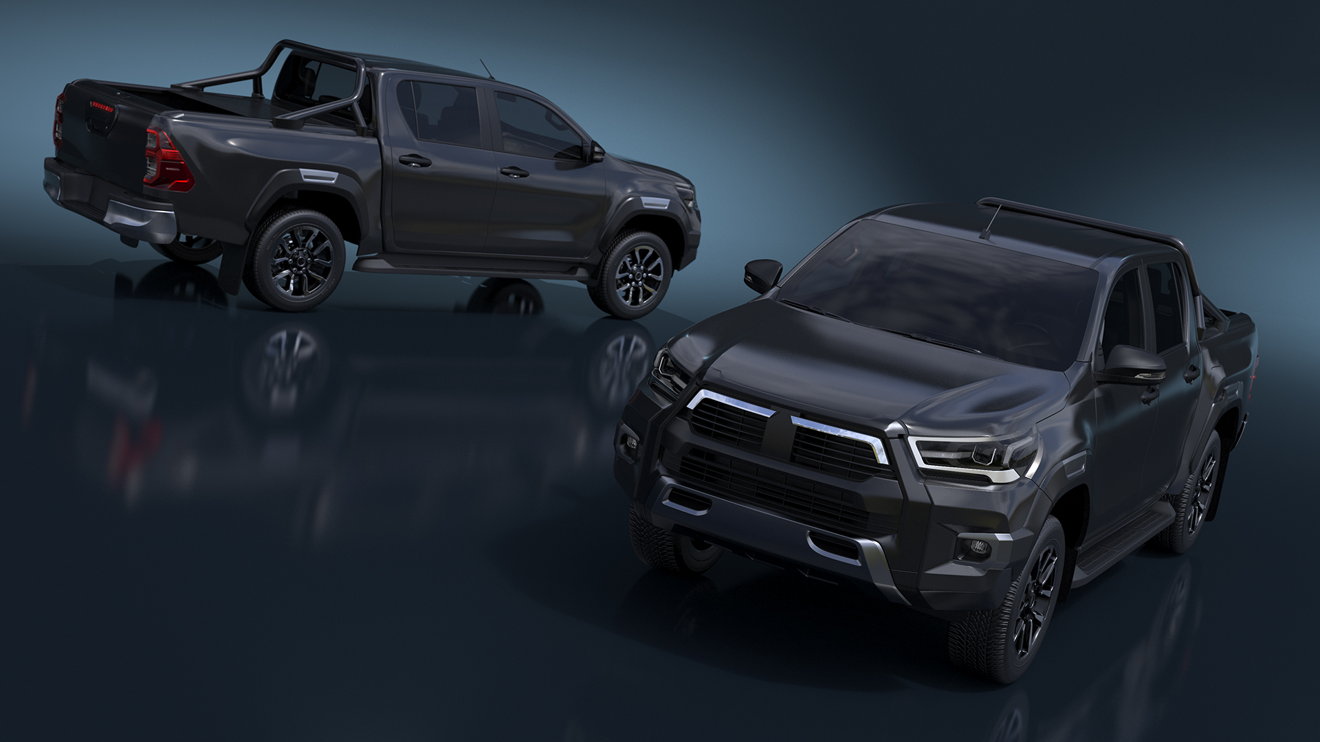 Pickup Truck Simplified Black 3D model