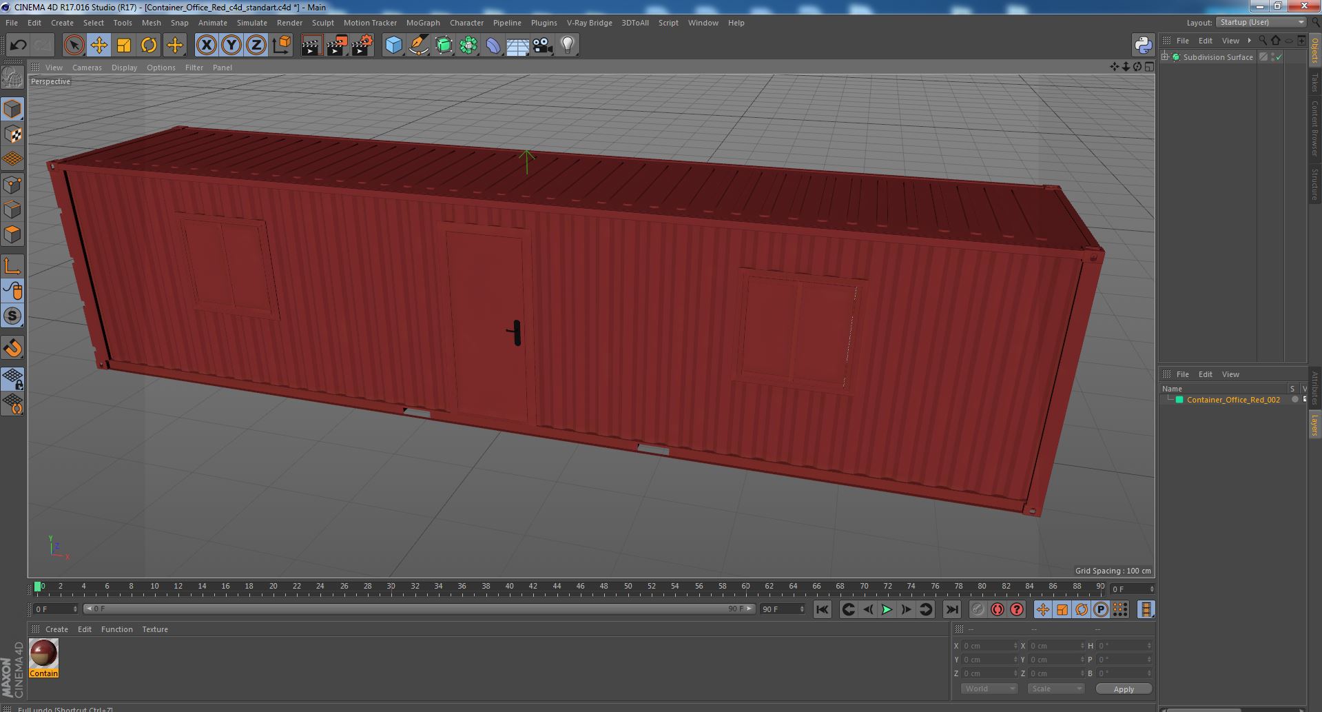 3D model Container Office Red