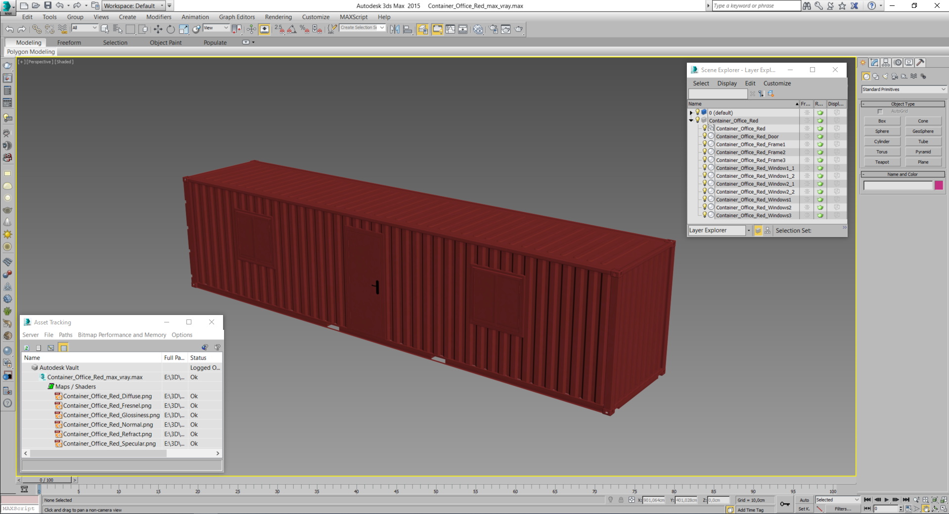 3D model Container Office Red