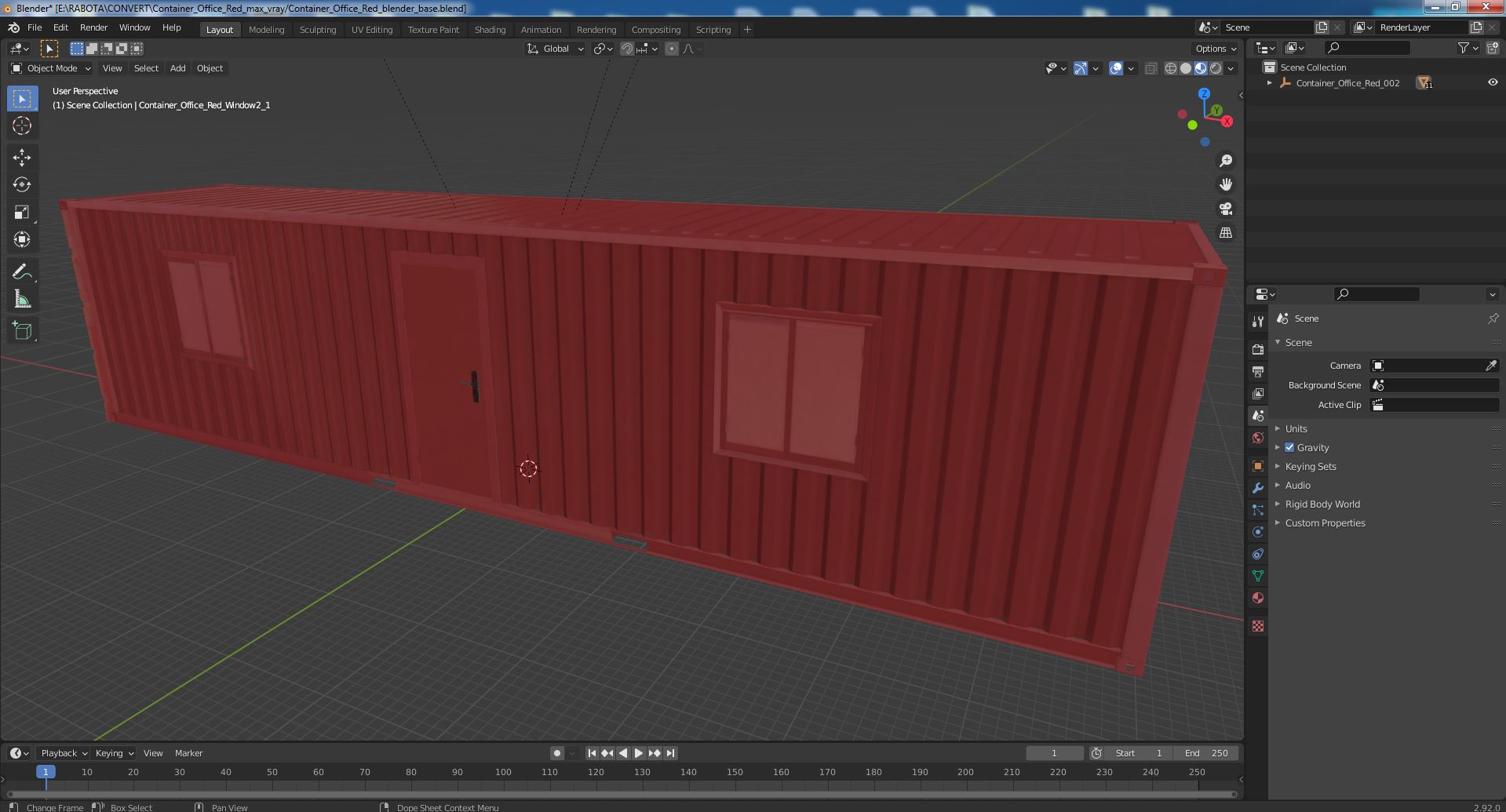 3D model Container Office Red