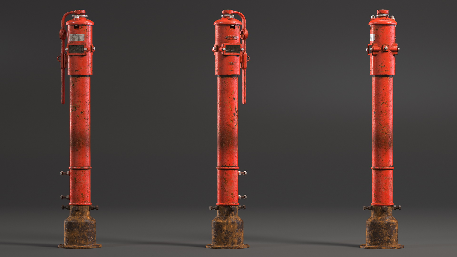 3D Old Fire Protection Underground Indicator Post
