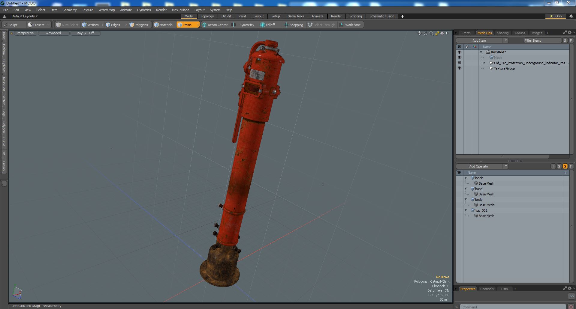 3D Old Fire Protection Underground Indicator Post