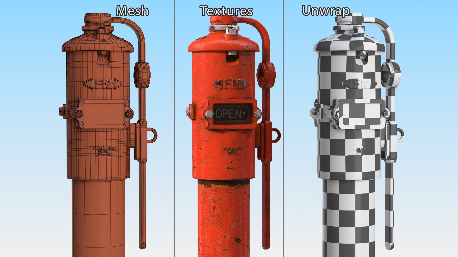 3D Old Fire Protection Underground Indicator Post