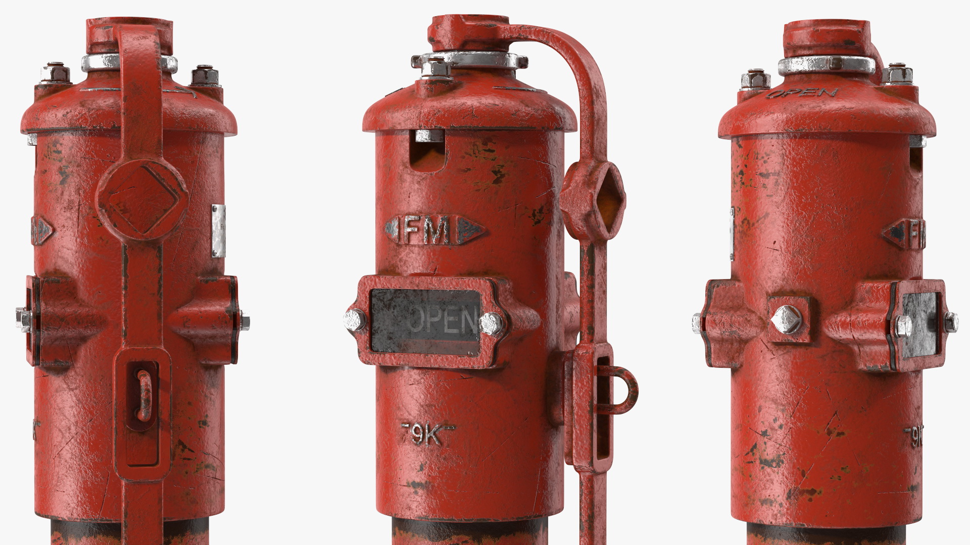 3D Old Fire Protection Underground Indicator Post