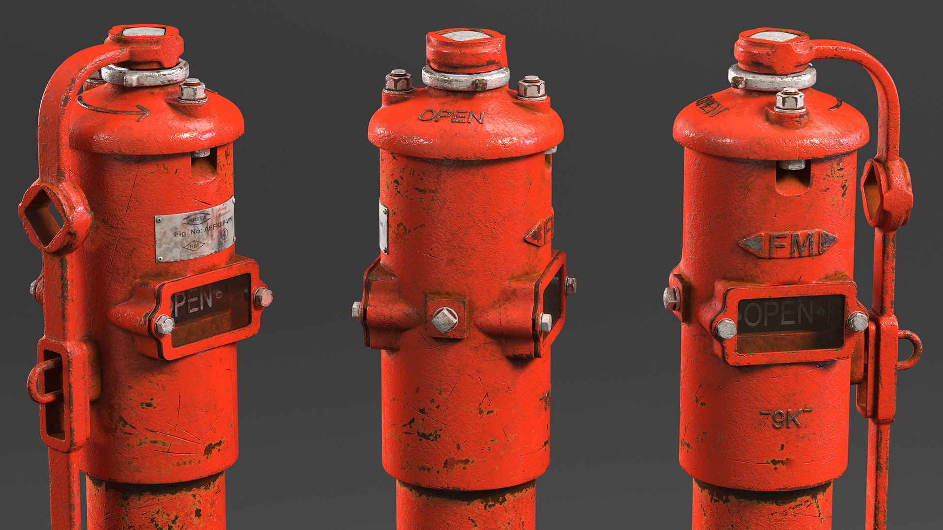 3D Old Fire Protection Underground Indicator Post