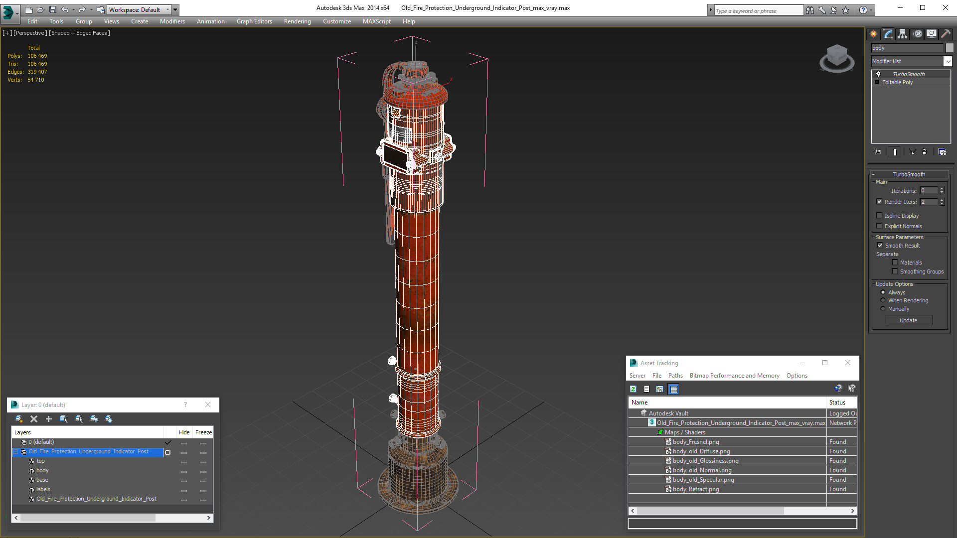 3D Old Fire Protection Underground Indicator Post