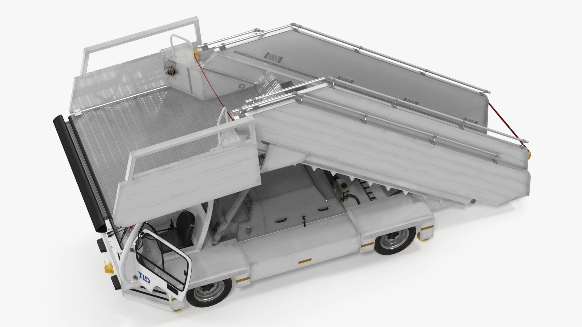 Airbus Plane with Passenger Boarding Stairs Car 3D