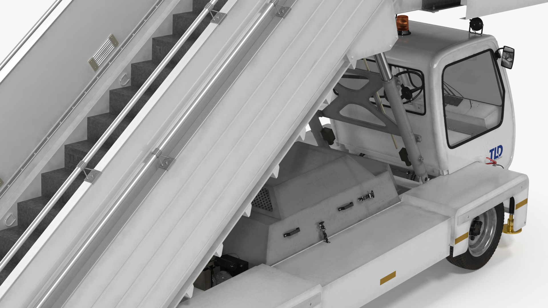 Airbus Plane with Passenger Boarding Stairs Car 3D
