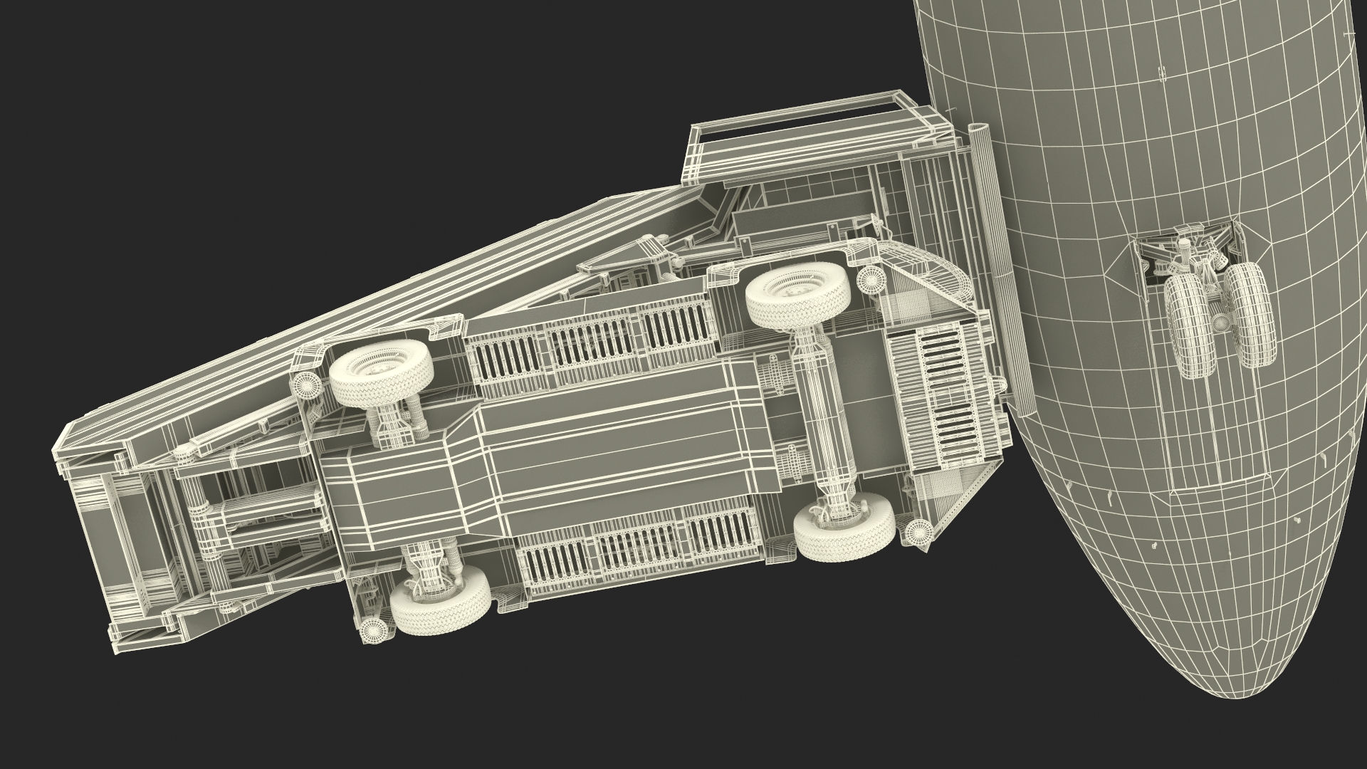 Airbus Plane with Passenger Boarding Stairs Car 3D