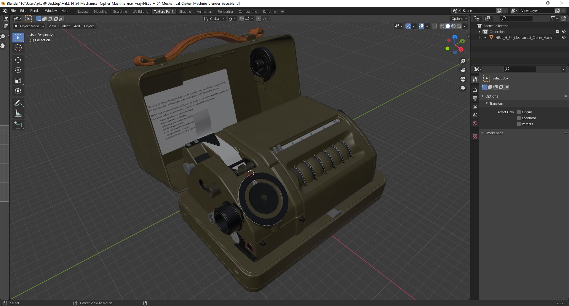 3D model HELL H 54 Mechanical Cipher Machine