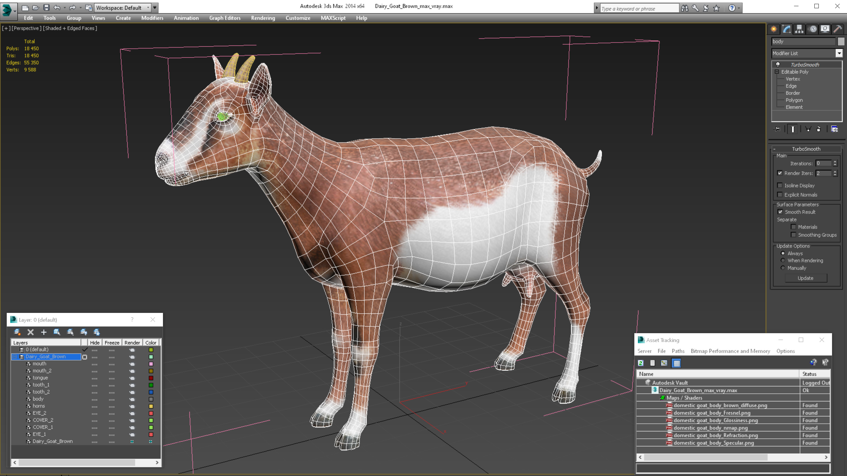 3D Dairy Goat Brown