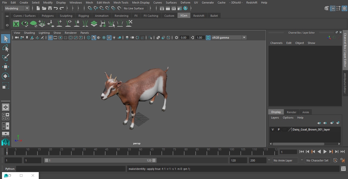 3D Dairy Goat Brown