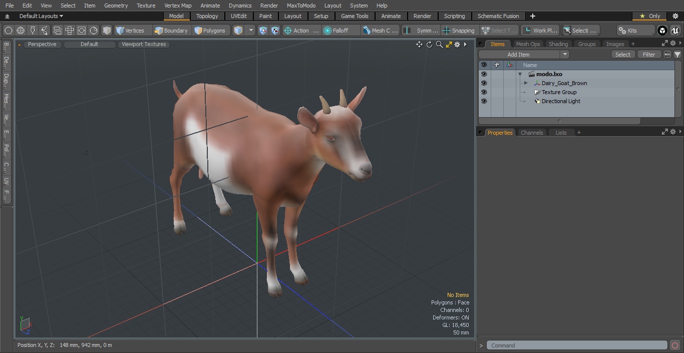 3D Dairy Goat Brown