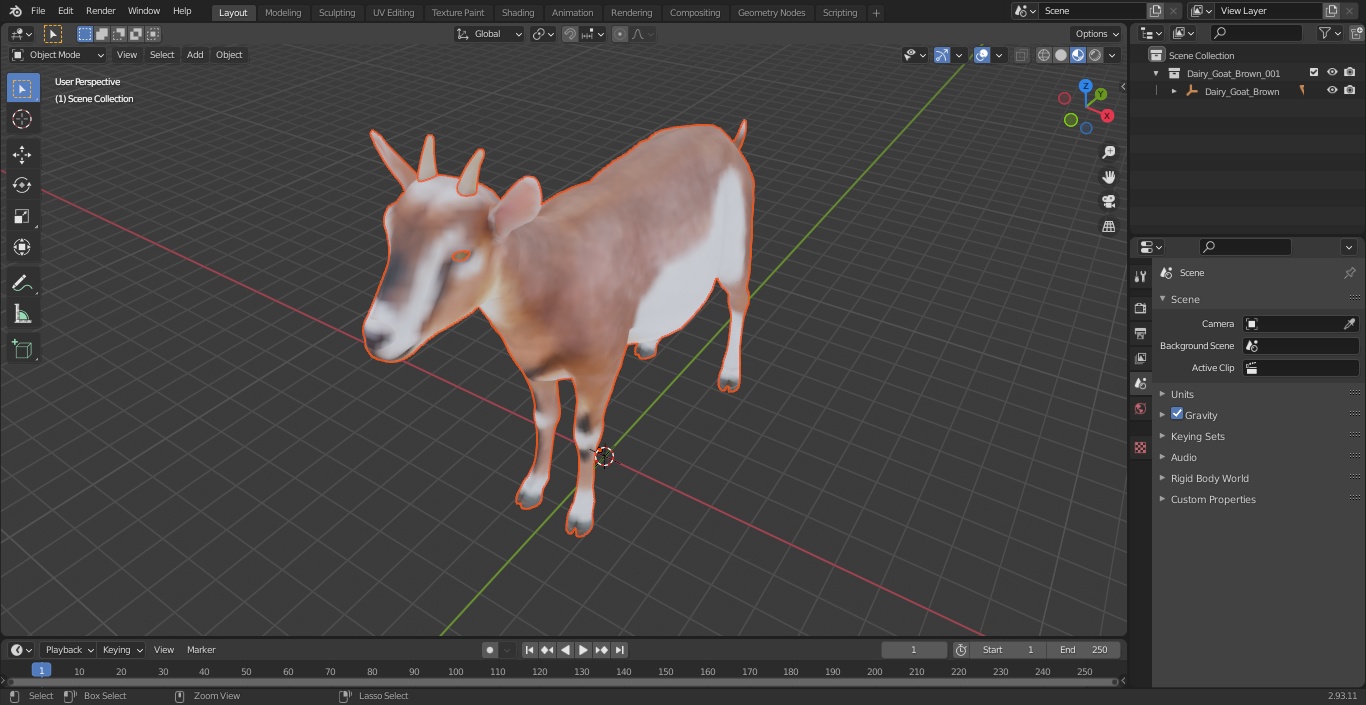 3D Dairy Goat Brown