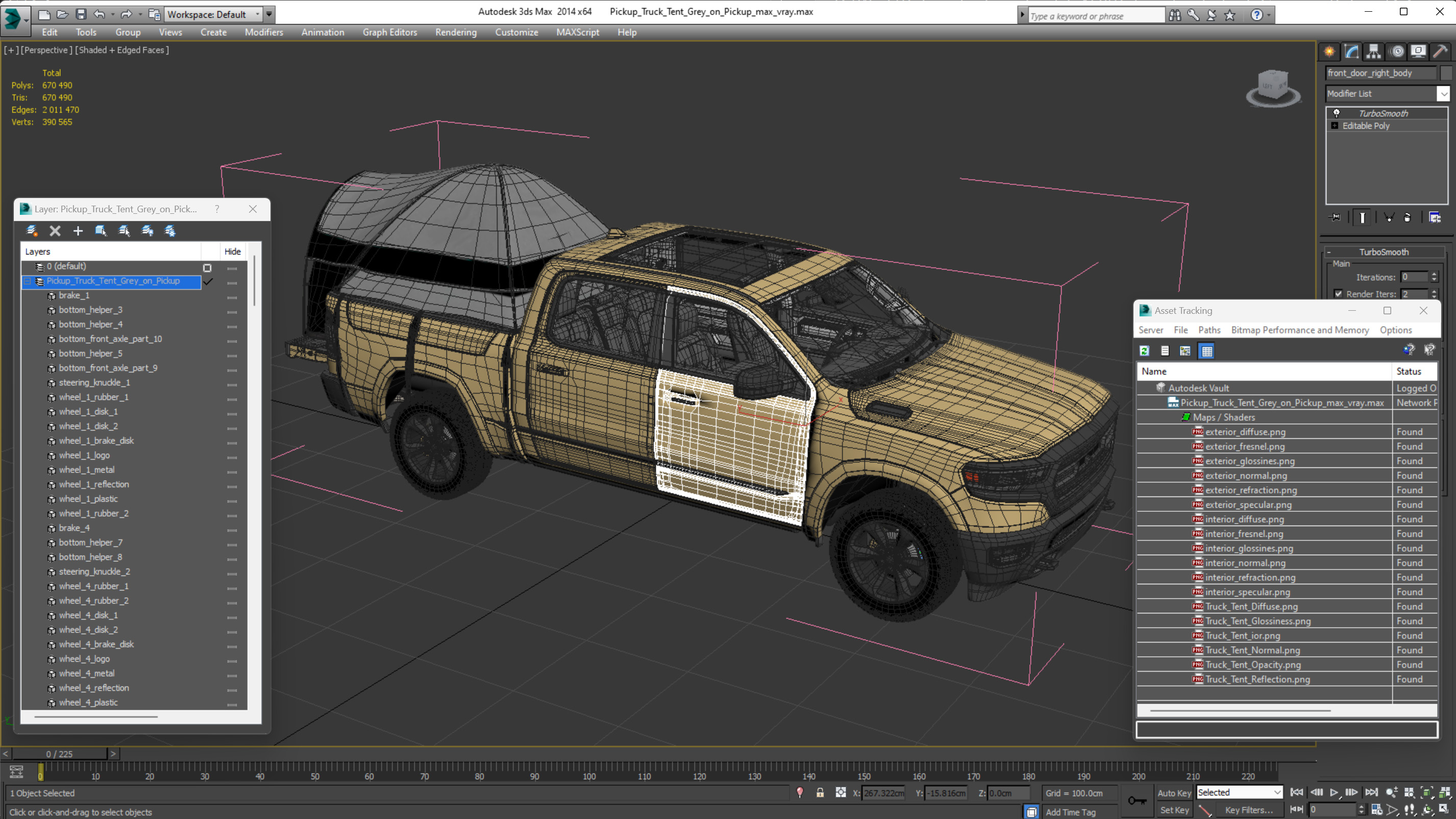 Pickup Truck Tent Grey on Pickup 3D