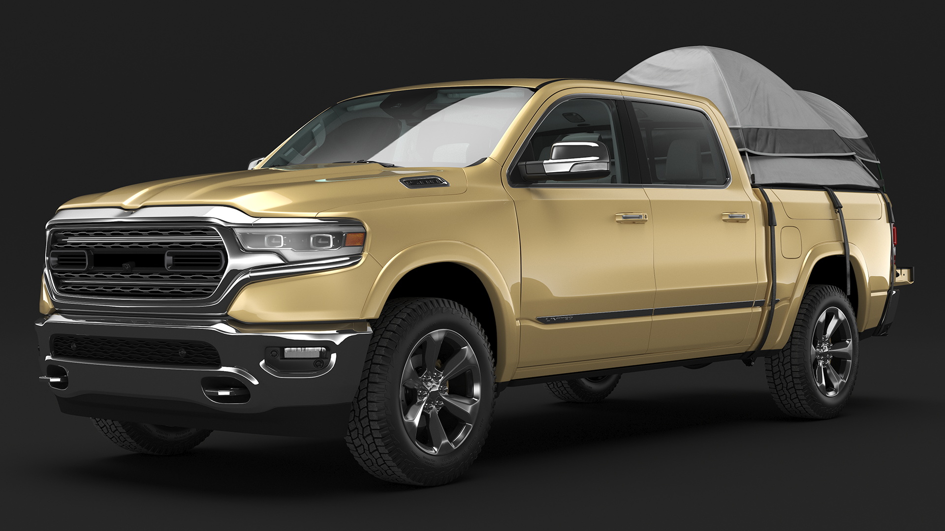 Pickup Truck Tent Grey on Pickup 3D