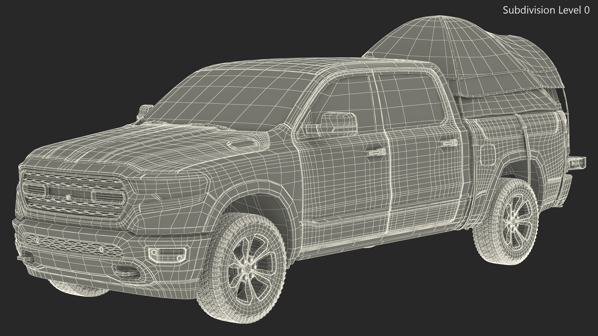 Pickup Truck Tent Grey on Pickup 3D