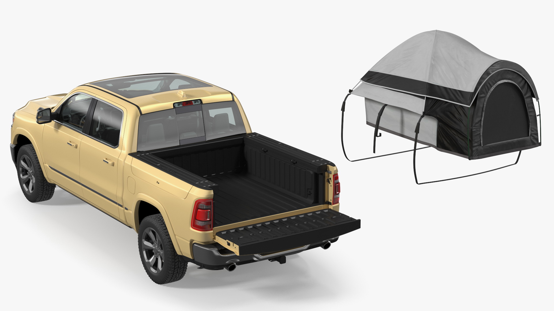 Pickup Truck Tent Grey on Pickup 3D