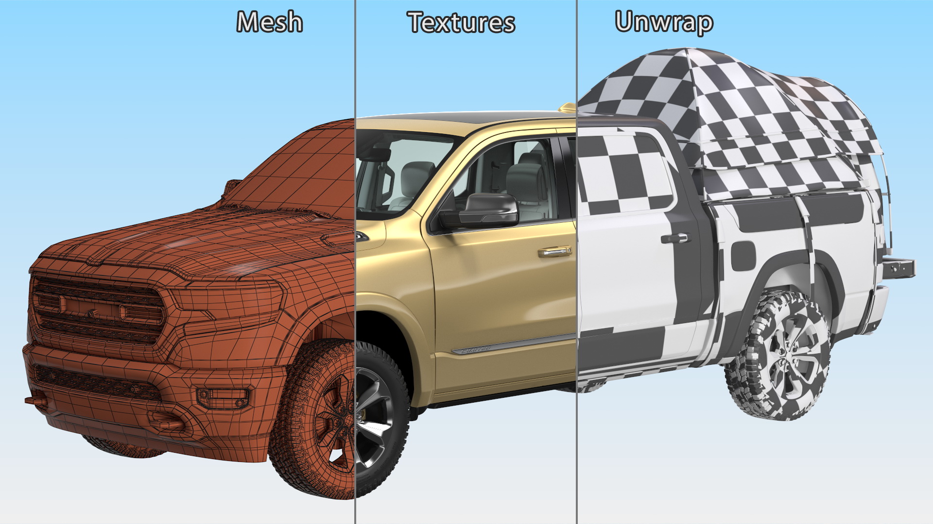 Pickup Truck Tent Grey on Pickup 3D