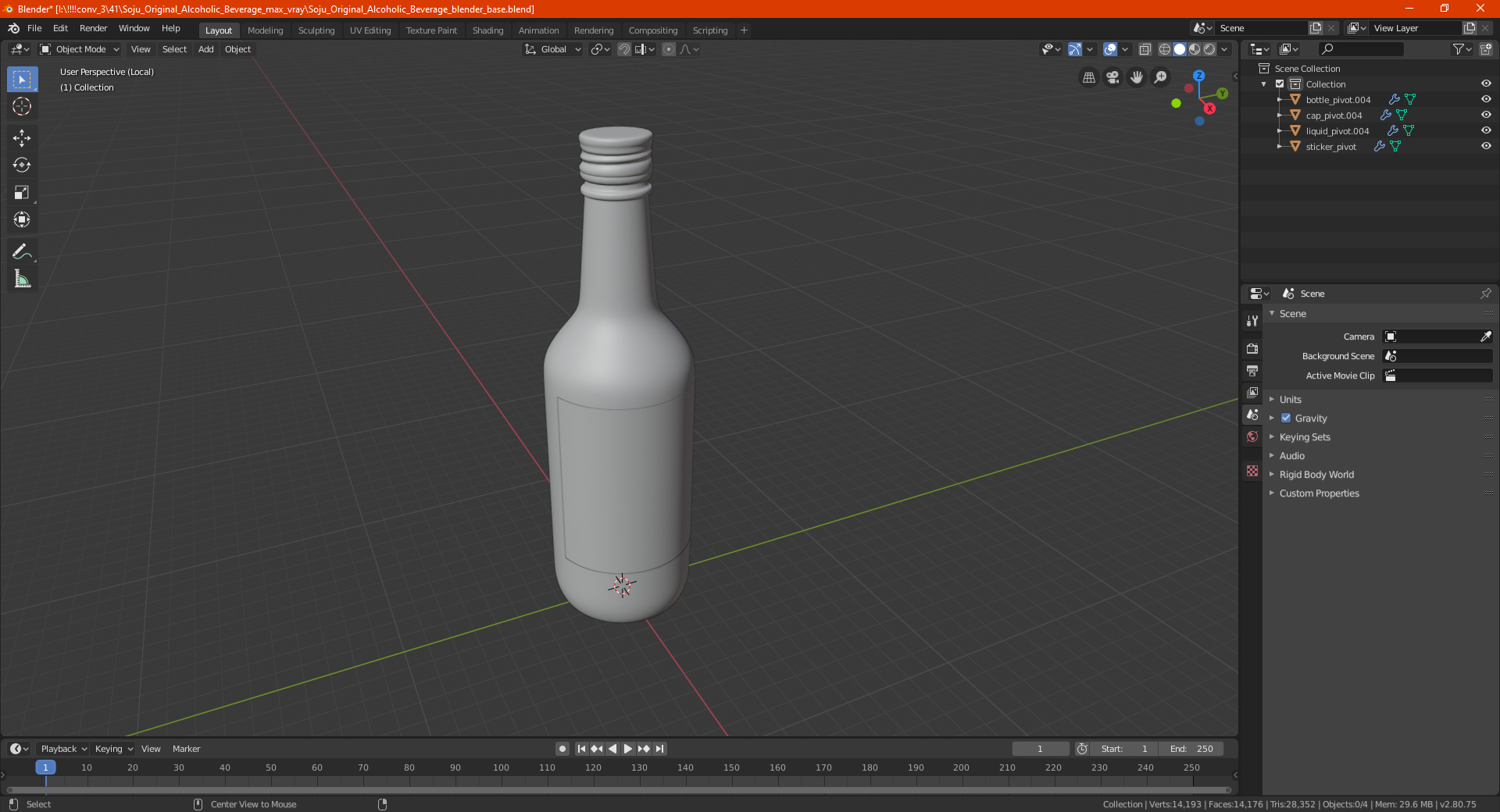 Soju Original Alcoholic Beverage 3D