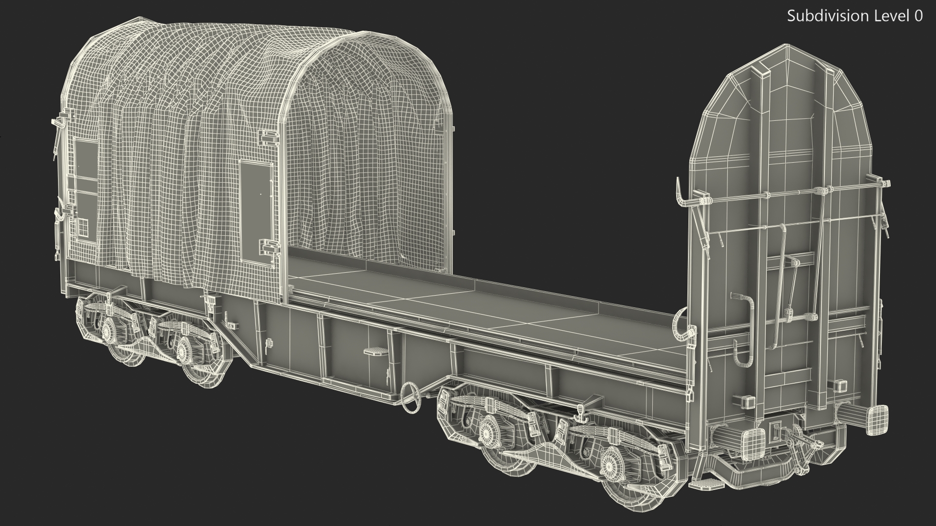 DB Cargo Coil Transporter Tarpaulin Freight Wagon No Interior Dirty 3D
