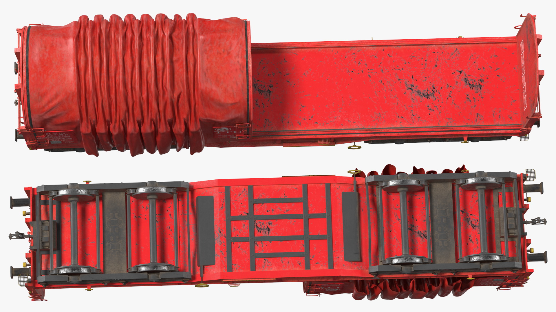 DB Cargo Coil Transporter Tarpaulin Freight Wagon No Interior Dirty 3D