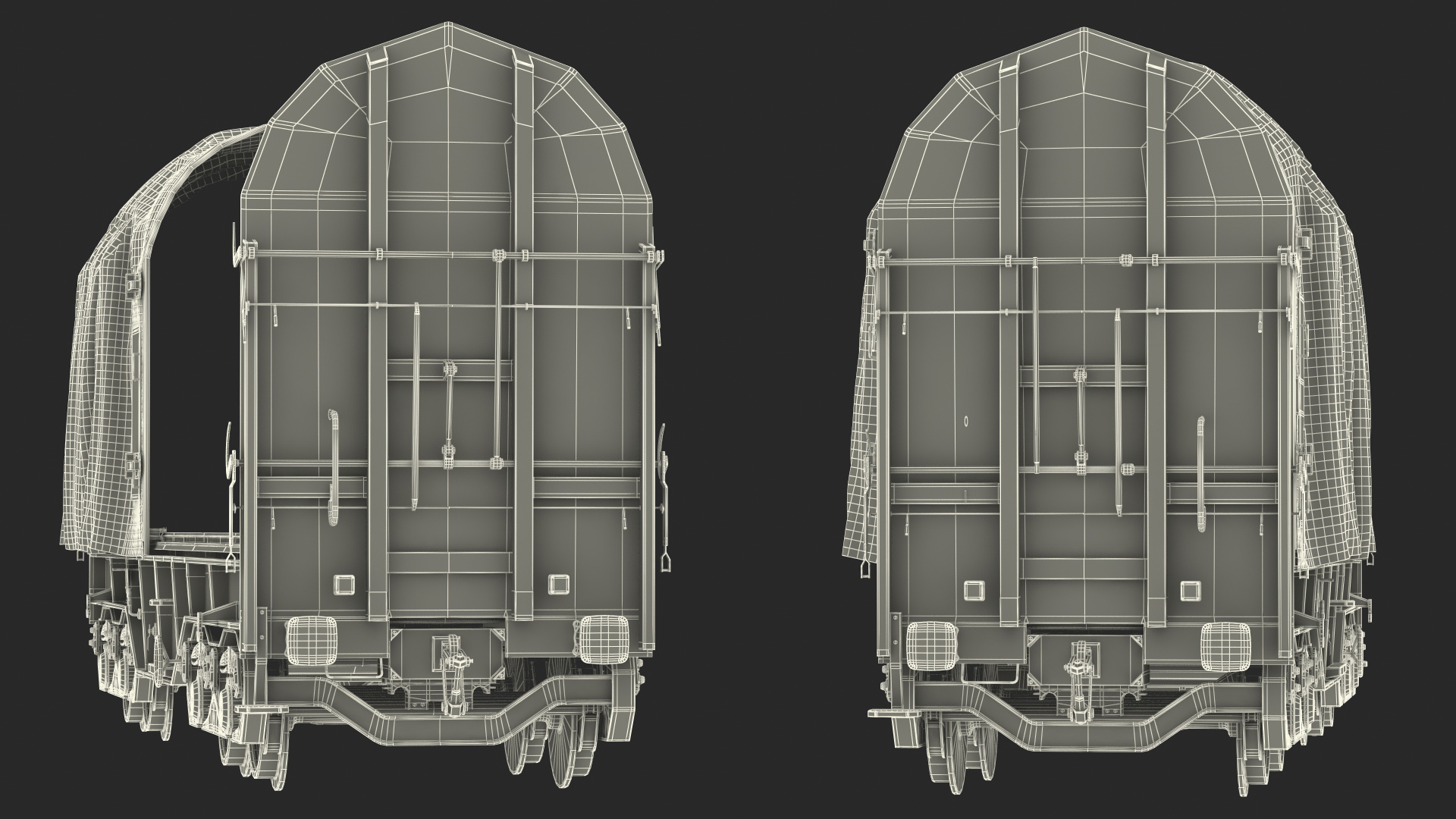 DB Cargo Coil Transporter Tarpaulin Freight Wagon No Interior Dirty 3D
