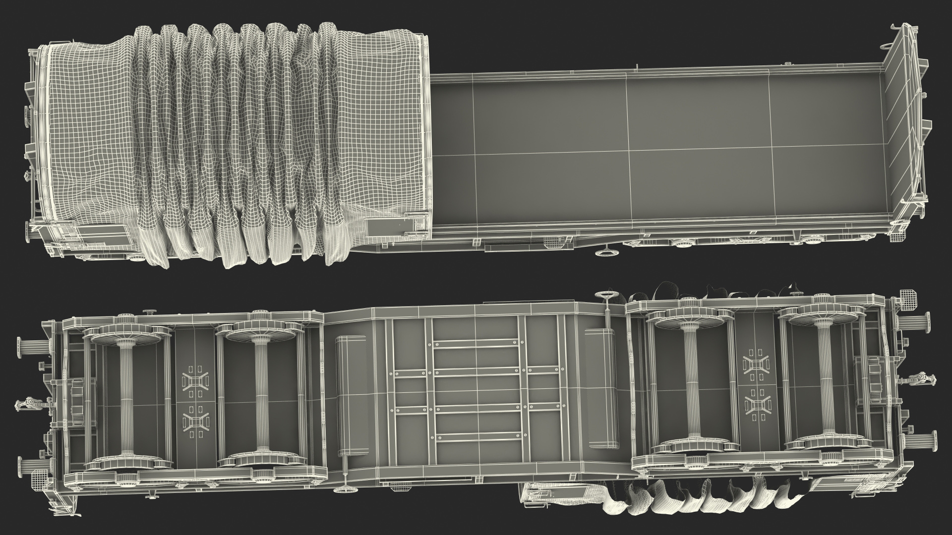 DB Cargo Coil Transporter Tarpaulin Freight Wagon No Interior Dirty 3D