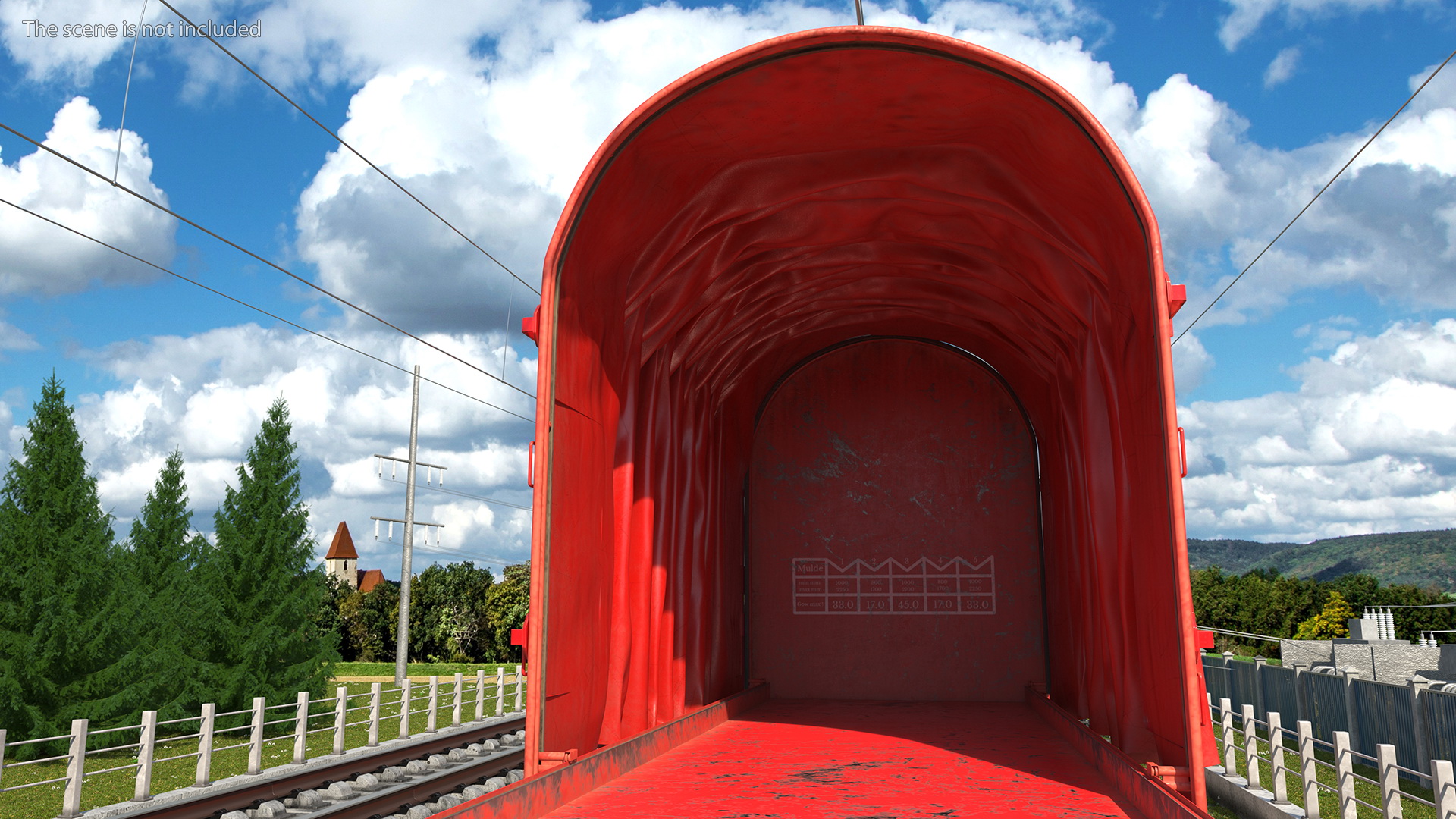 DB Cargo Coil Transporter Tarpaulin Freight Wagon No Interior Dirty 3D