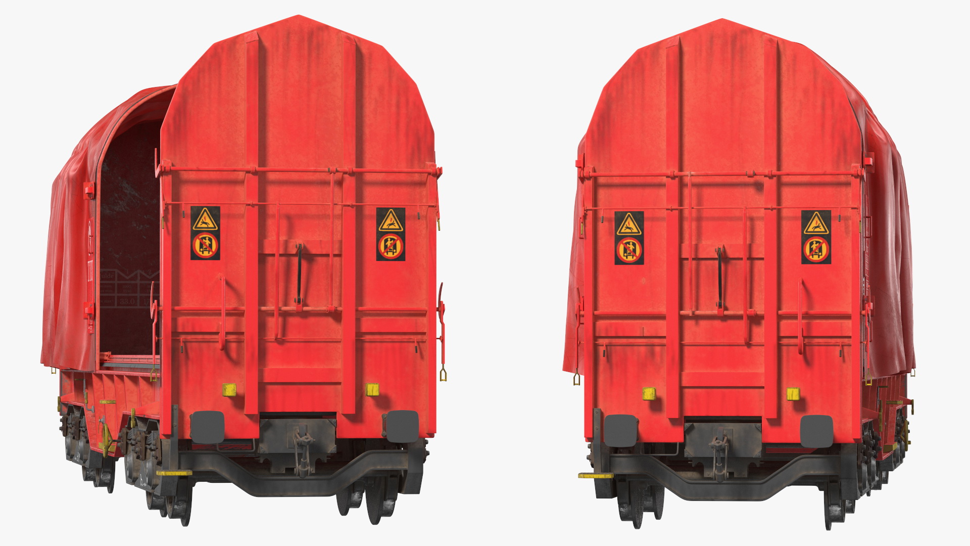 DB Cargo Coil Transporter Tarpaulin Freight Wagon No Interior Dirty 3D