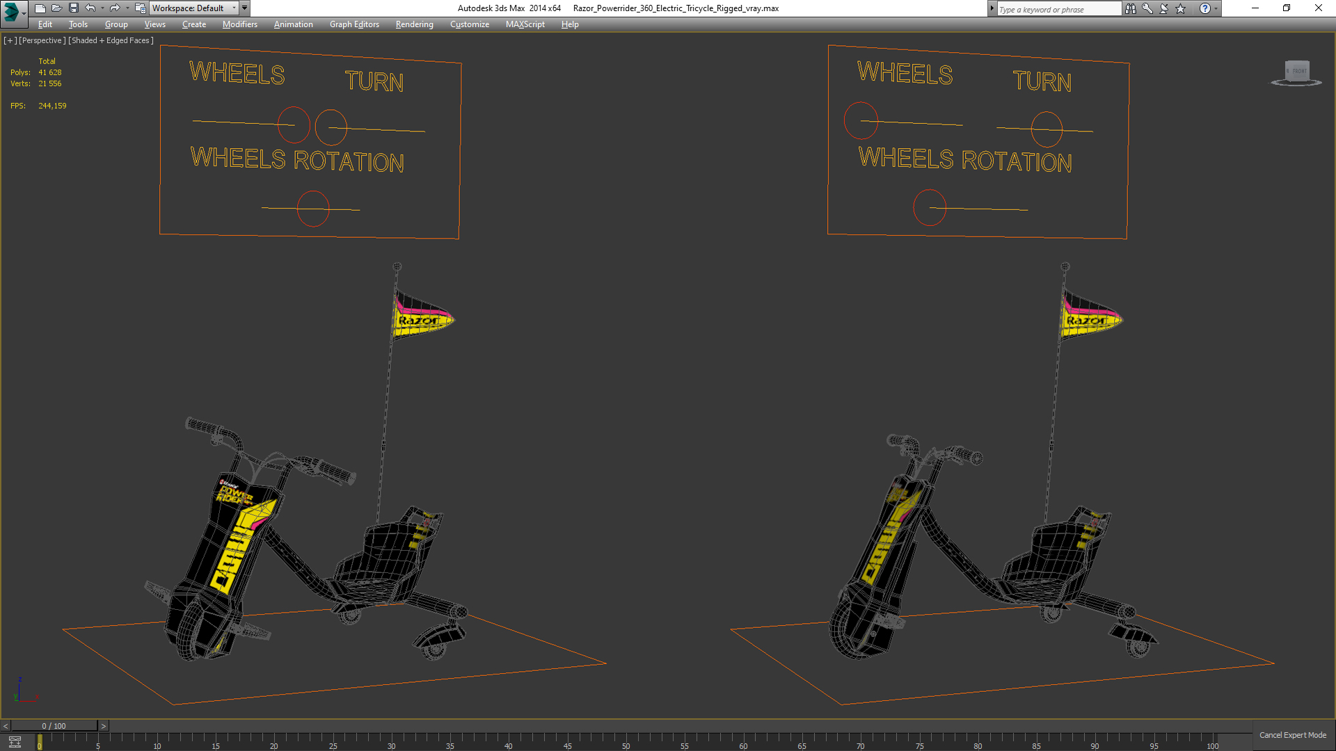 3D model Razor Powerrider 360 Electric Tricycle Rigged