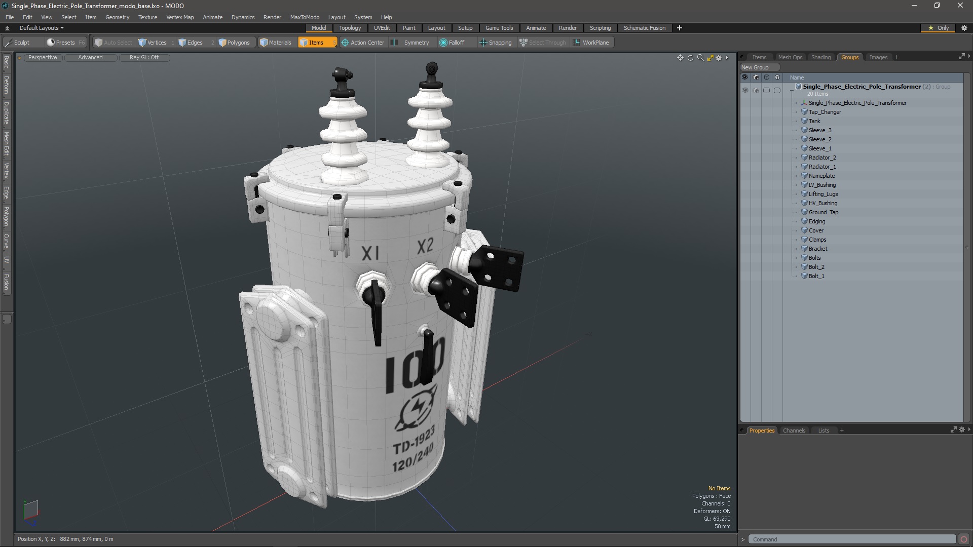 3D Single Phase Electric Pole Transformer model