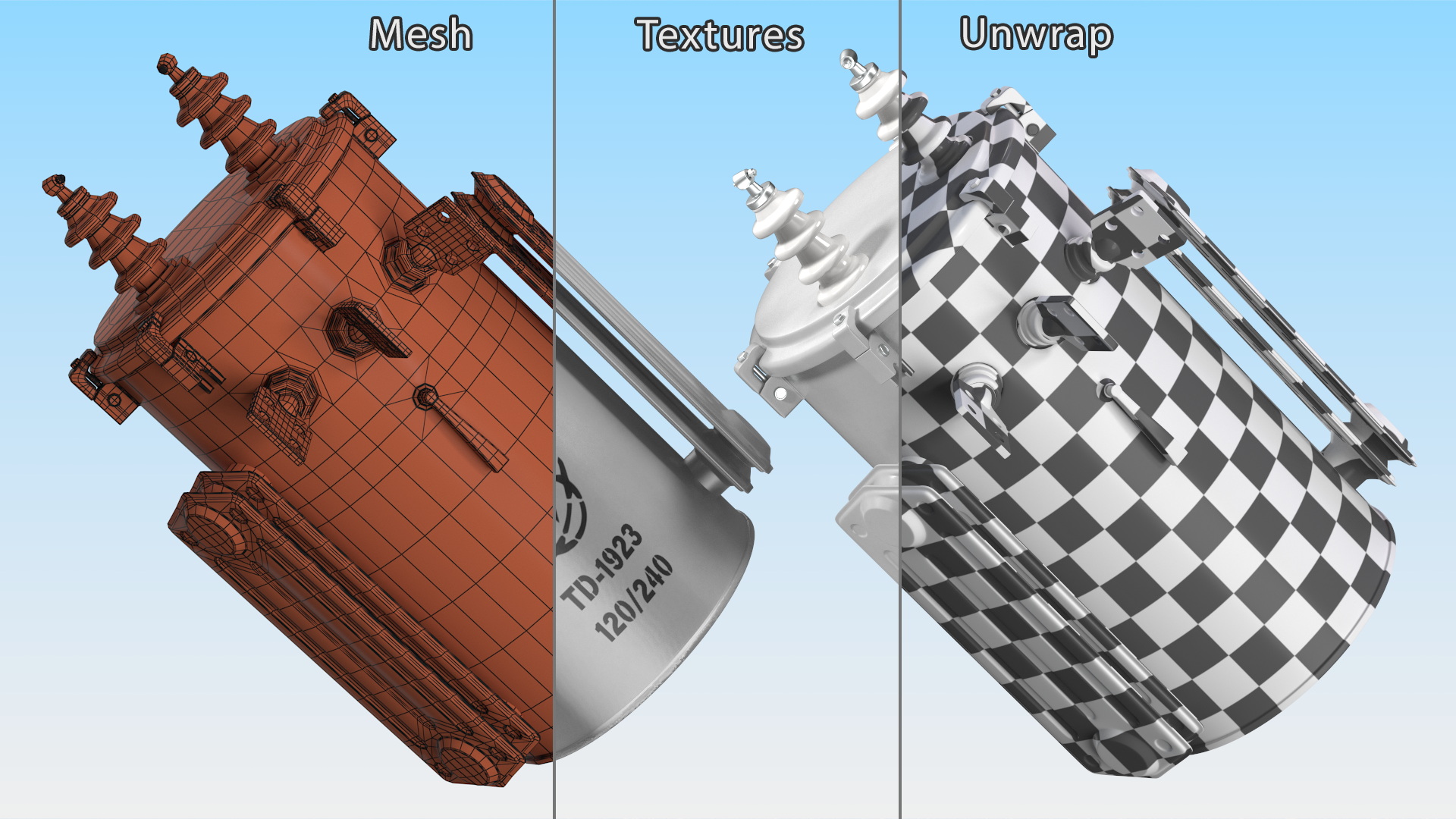 3D Single Phase Electric Pole Transformer model