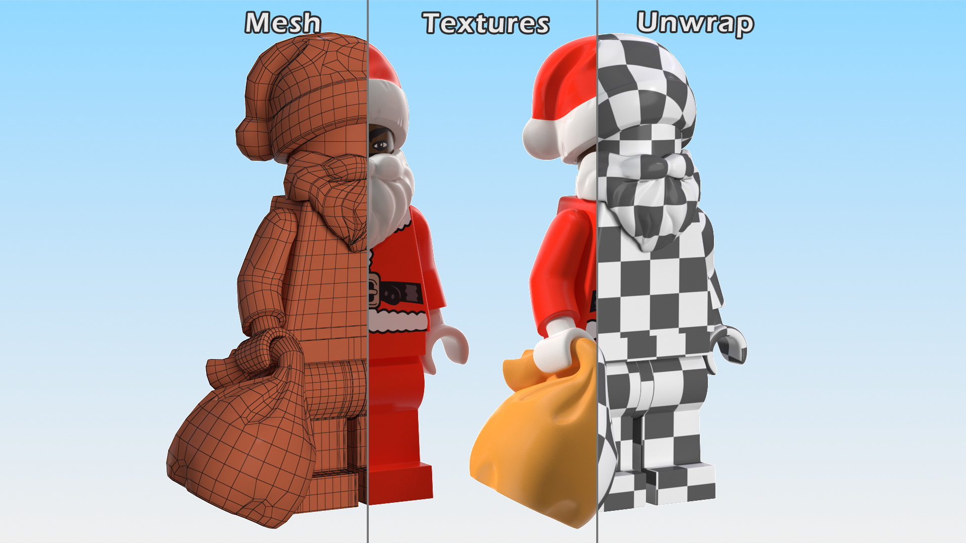 3D model LEGO Santa with Toy Sack Minifigure