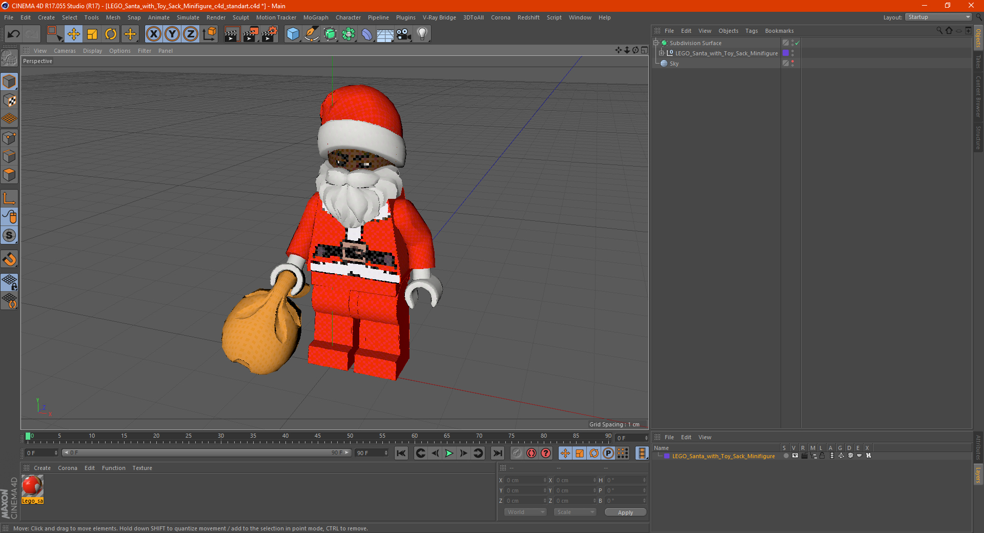 3D model LEGO Santa with Toy Sack Minifigure