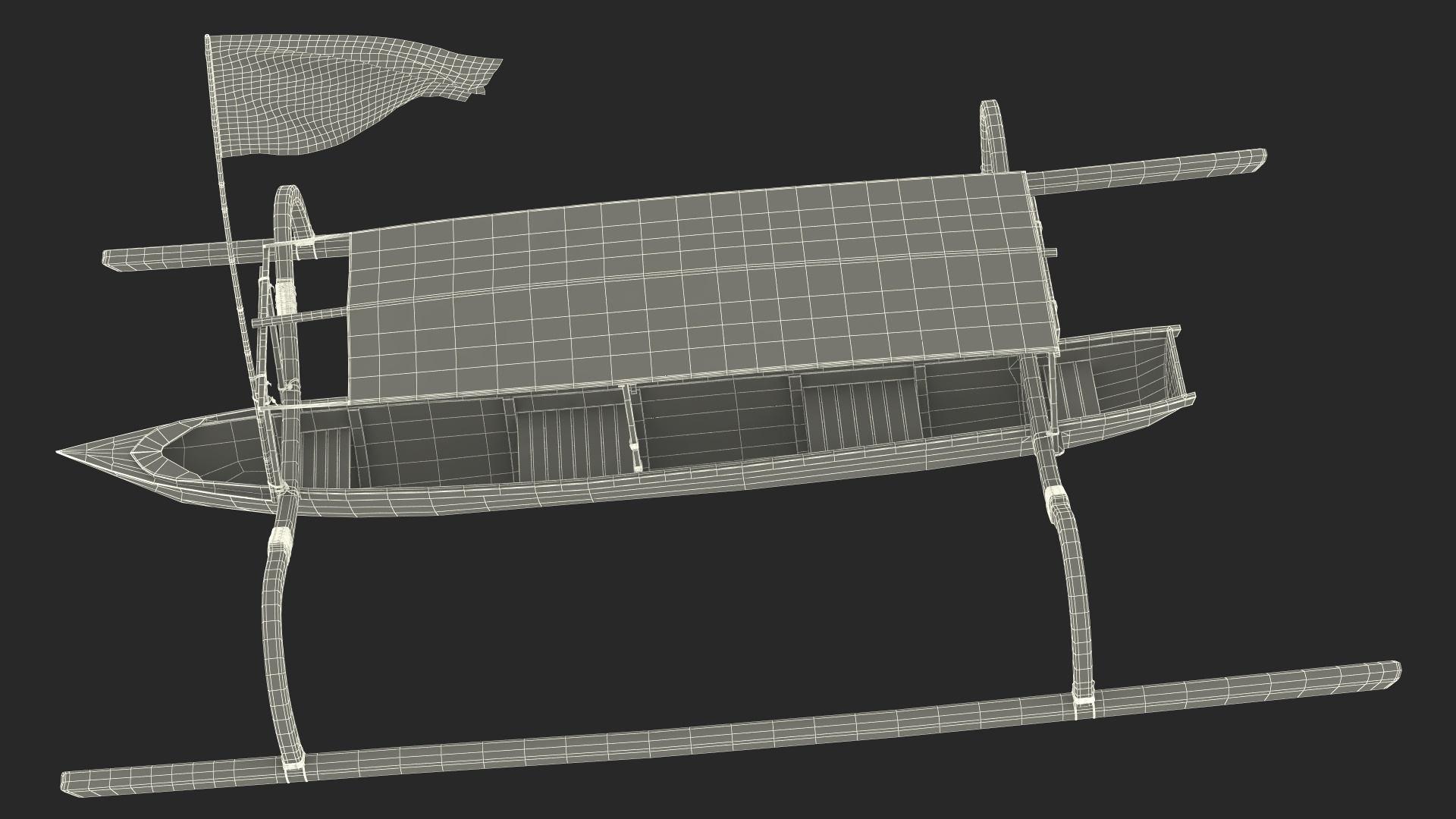 Bali Traditional Boat Jukung White 3D model