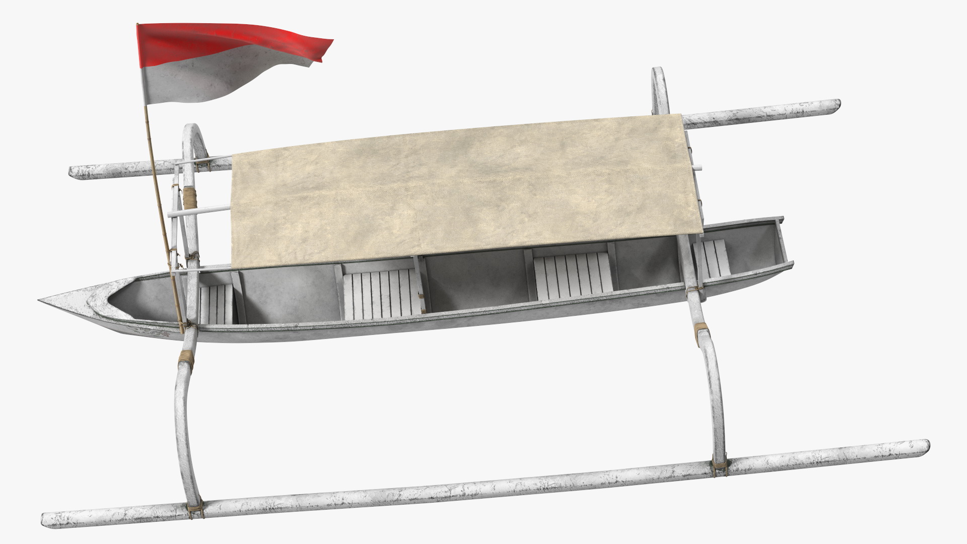 Bali Traditional Boat Jukung White 3D model