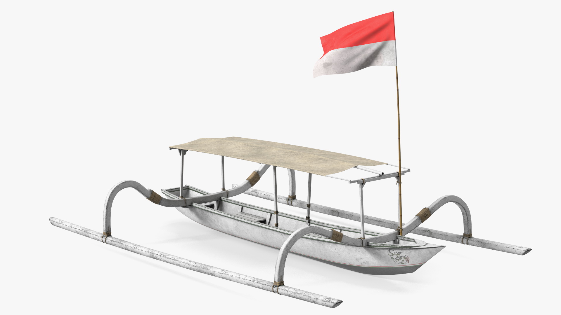 Bali Traditional Boat Jukung White 3D model