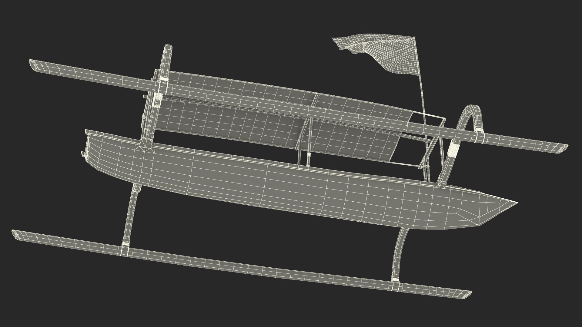 Bali Traditional Boat Jukung White 3D model