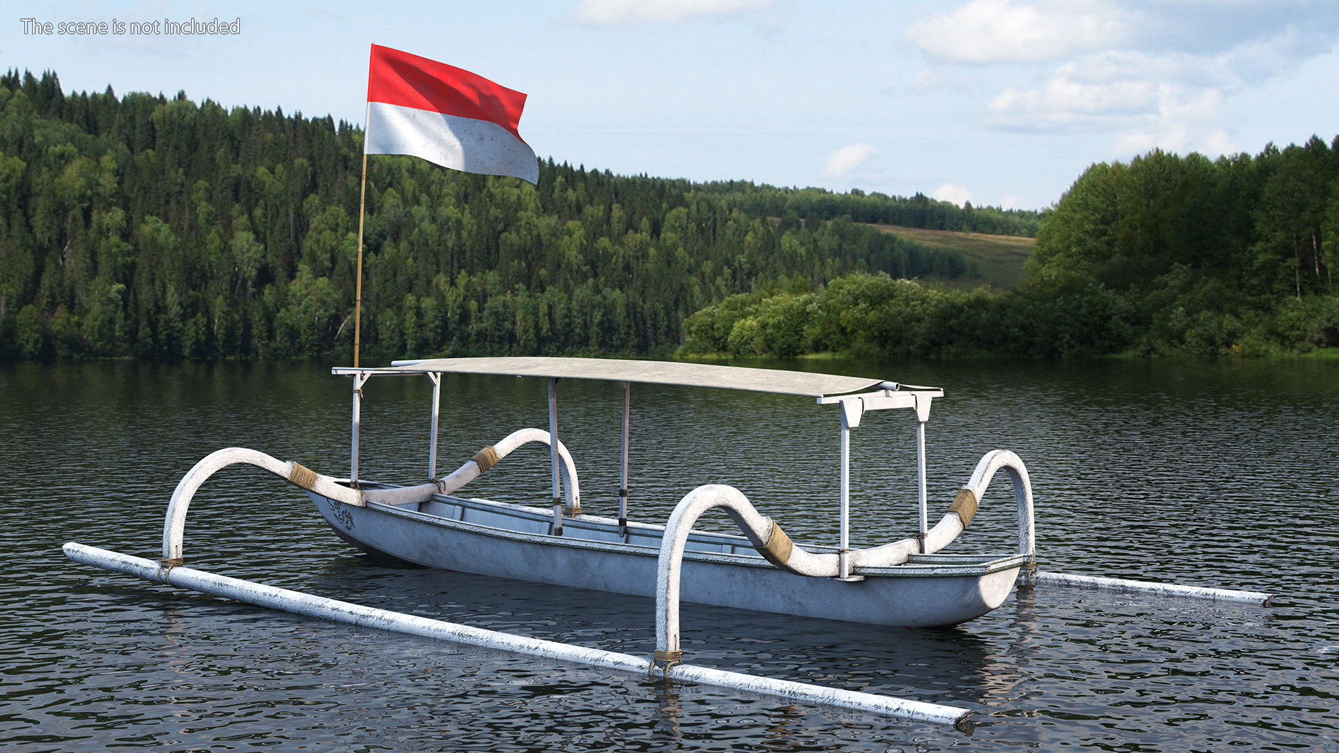 Bali Traditional Boat Jukung White 3D model