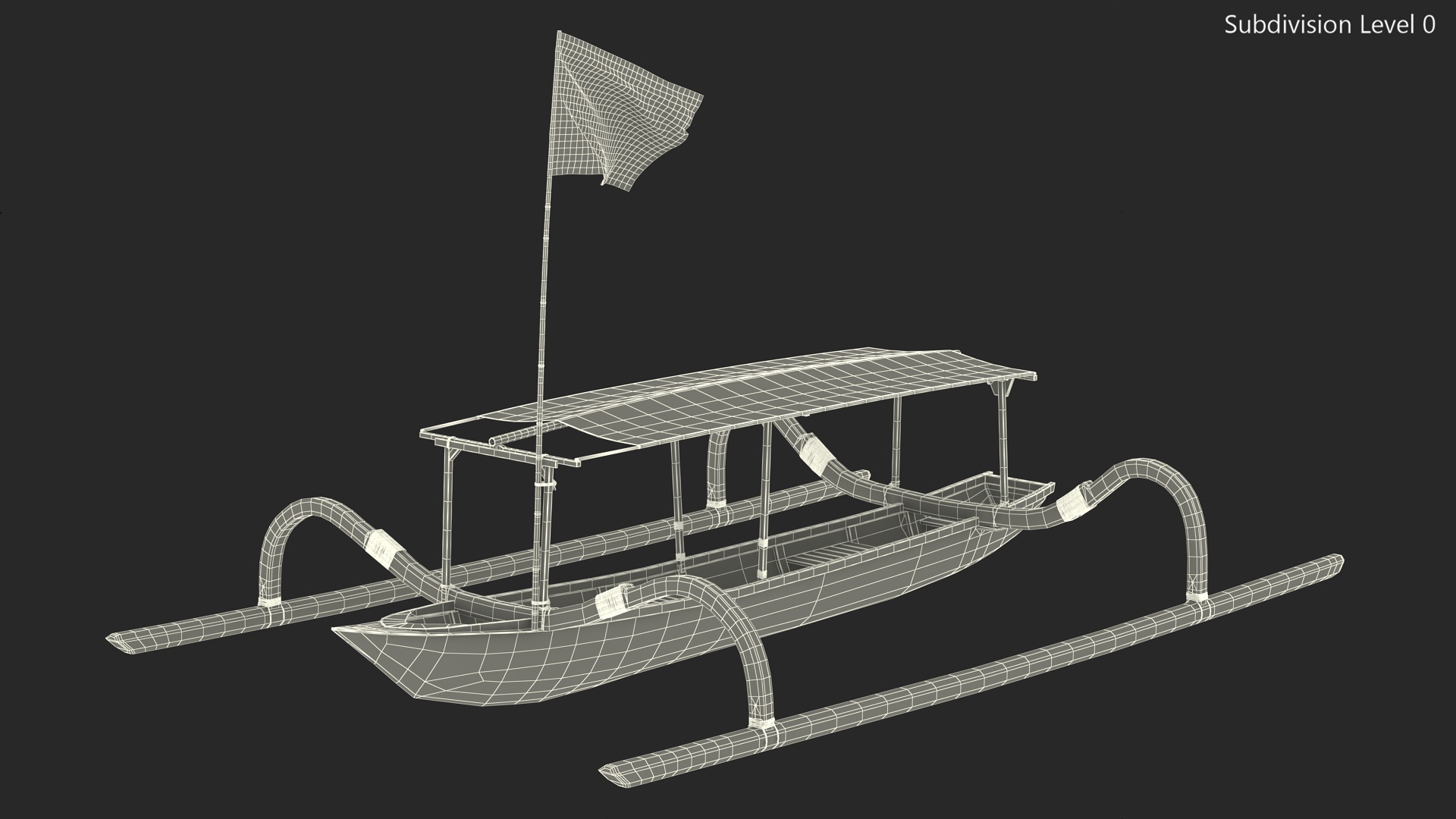 Bali Traditional Boat Jukung White 3D model