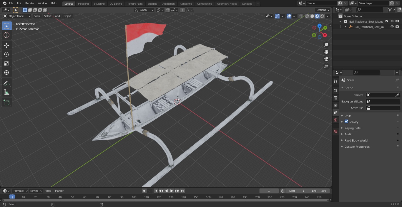 Bali Traditional Boat Jukung White 3D model