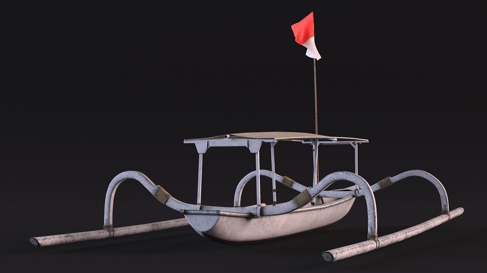 Bali Traditional Boat Jukung White 3D model